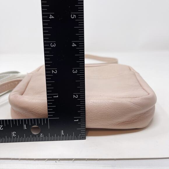 Diver Swimmer Blush Pink Leather Crossbody Bag White Tassel Zipper Made in USA - Picture 14 of 14